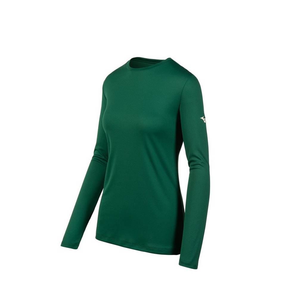 Camisetas Mizuno Long Sleeve Para Mujer Verdes 0428367-QB